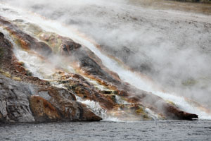 Excelsior Geyser Overflow into Firehole River, Midway Geyser Basin, Yellowstone